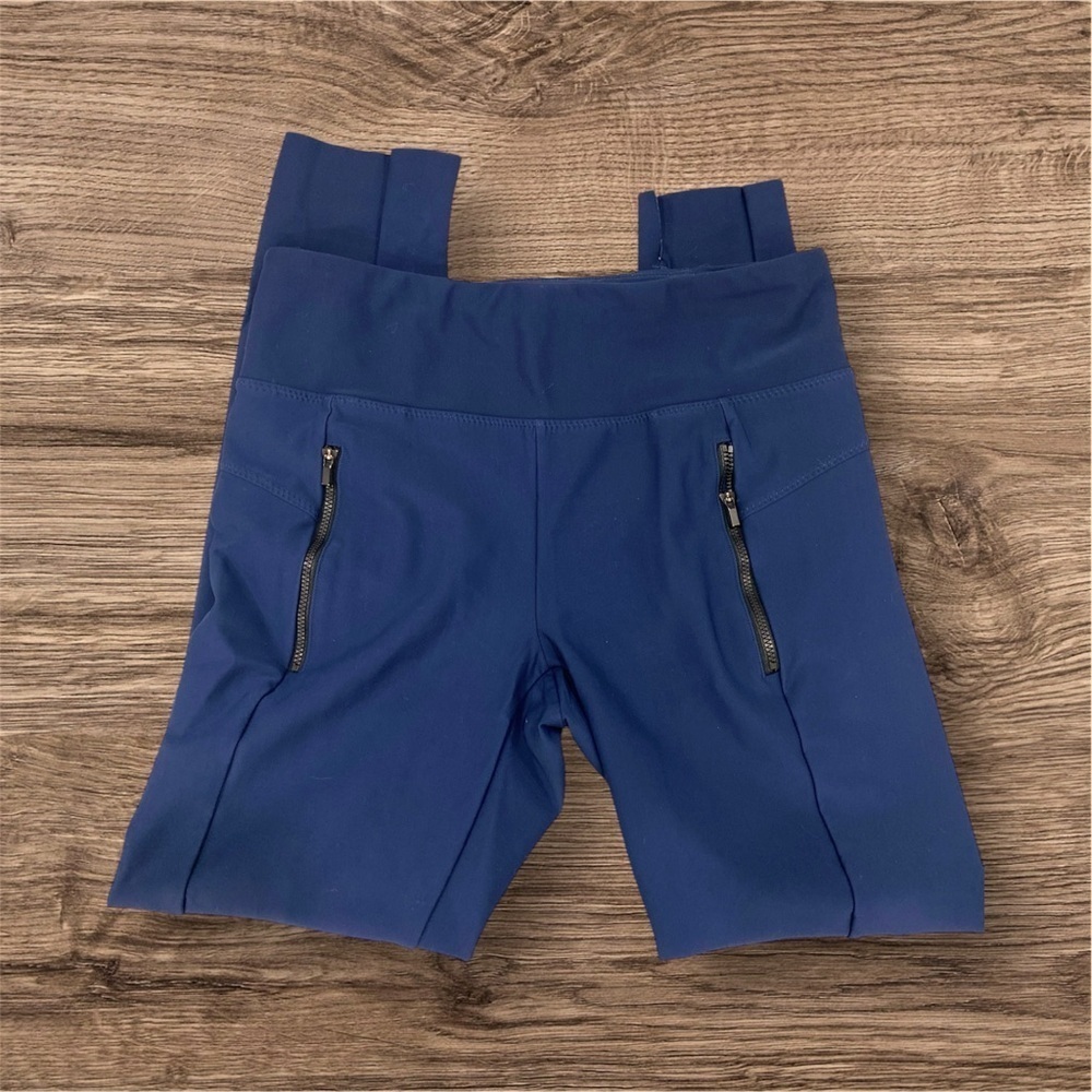 Athleta Stella Tight Leggings Navy Blue Zip Pockets Sz Small Ankle Stretch Pant - Picture 8 of 13